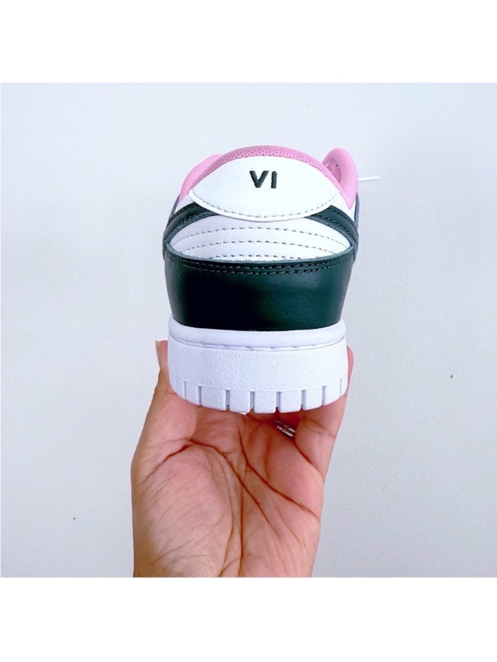 RARE Nike Dunk Low By You Custom Women’s Sneakers Dark Green Swoosh Pink Lining - Picture 6 of 8